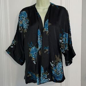 Ellison black floral short kimono jacket‎
